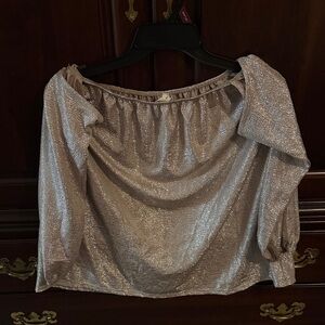 MTS Shimmering Silver Off-Shoulder Blouse